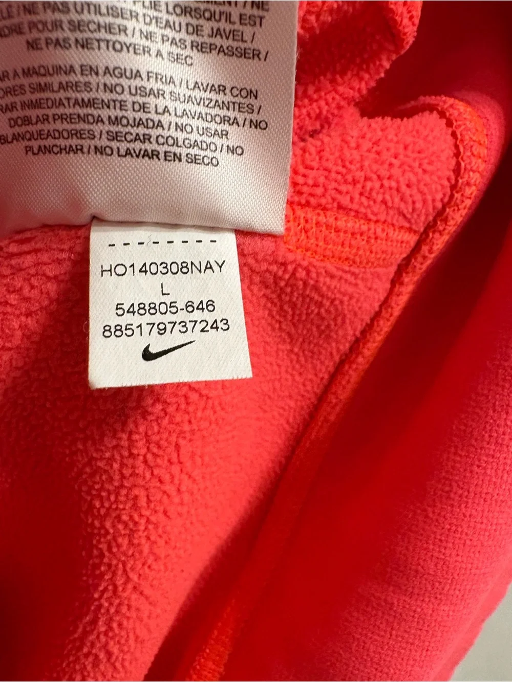 Nike Therma-FIT Coral Full Zip Hooded Jacket Hoodie Size Large
